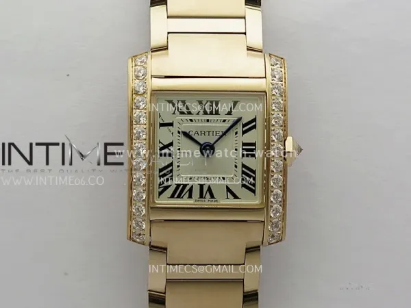 Tank Francaise Ladies 21.2mm Diamond Bezel RG 8848F 1:1 Best Edition Silver Dial on RG Bracelet Ronda Quartz V2