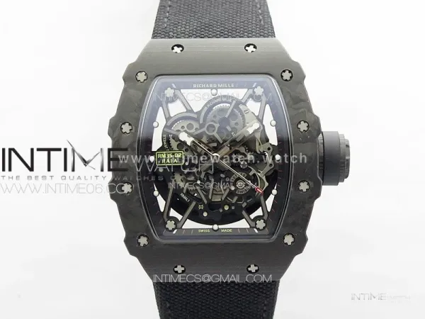 RM035-02 Forged Carbon Case KUF Best Edition Black Crown on Black Nylon Strap MIYOTA8215