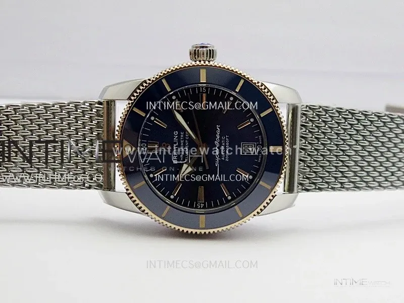 SuperOcean 42mm AB2010 SS/RG GF 1:1 Best Edition Blue Dial Blue Ceramic Bezel On SS Bracelet A2824