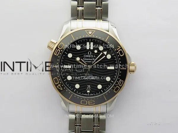 Seamaster Diver 300M Black Ceramic Bezel SS/RG V4 VSF 1:1 Best Edition Green Dial On SS/RG Bracelet Super Clone Asian 8800