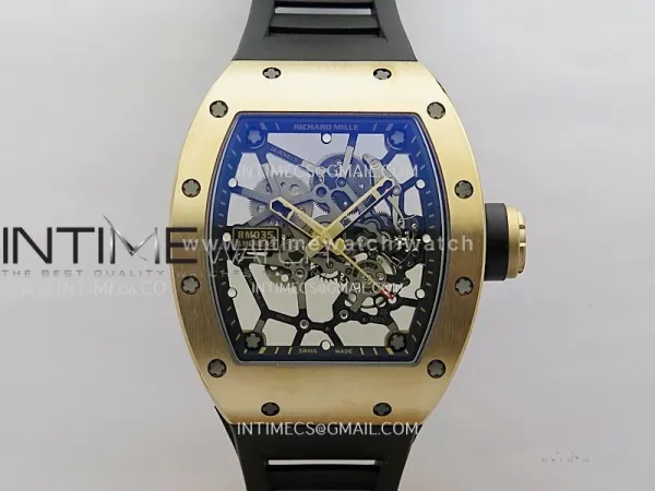 RM035 Americas Manual RG ZF 1:1 Best Edition Skeleton Dial On Black Rubber Strap Super Clone RMUL1
