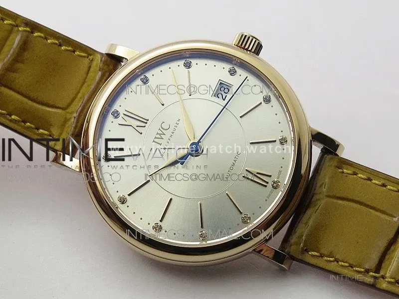 Portofino 37mm RG A7F 1:1 Best Edition Silver Dial on Brown Leather Strap A2892