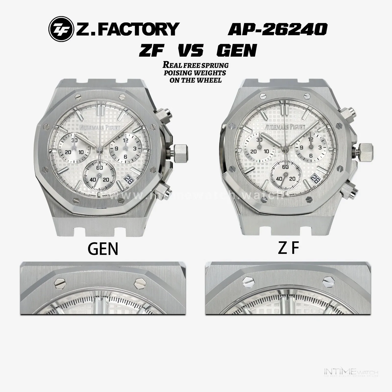 Royal Oak Chrono 26240 SS V2 ZF 1:1 Best Edition Silver Dial On SS Bracelet SA4401 Super Clone (Free Sprung)