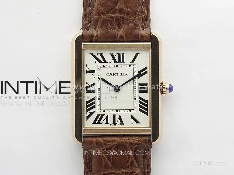 Tank Solo Ladies 28mm RG K11F 1:1 Best Edition White Dial on Brown Croco Leather Strap Ronda Quartz