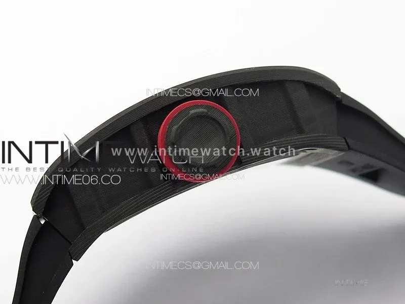 RM055 Forged Carbon Case KUF Best Edition Red Crown on Black Rubber Strap MIYOTA8215