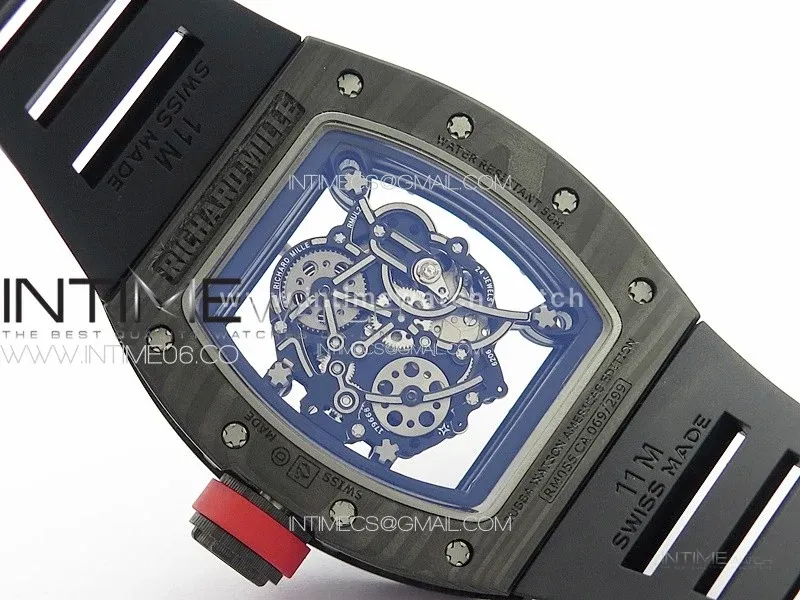 RM055 Forged Carbon Case KUF Best Edition Red Crown on Black Rubber Strap MIYOTA8215