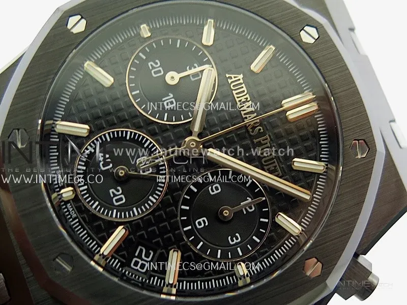Royal Oak Chrono 26240 Black Ceramic V2 ZF 1:1 Best Edition Black Dial On Ceramic Bracelet Super Clone SA4401 (Free Sprung)
