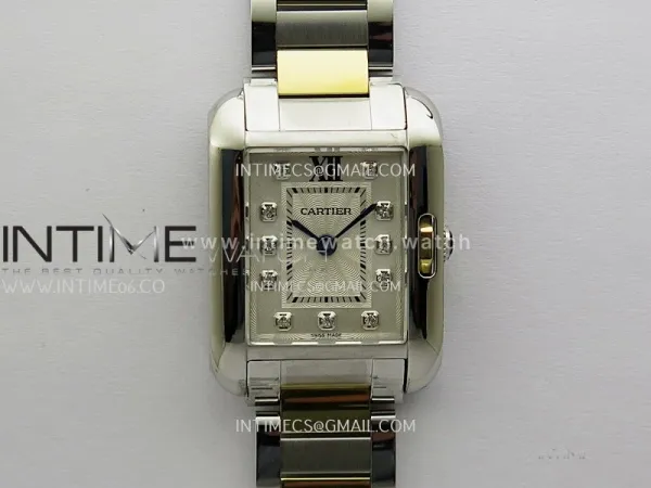 Tank Anglaise 30mm SS/YG 8848F 1:1 Best Edition White Dial Diamond Marker on SS Bracelet Ronda Quartz