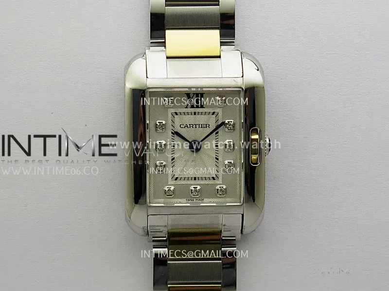 Tank Anglaise 30mm SS/YG 8848F 1:1 Best Edition White Dial Diamond Marker on SS Bracelet Ronda Quartz