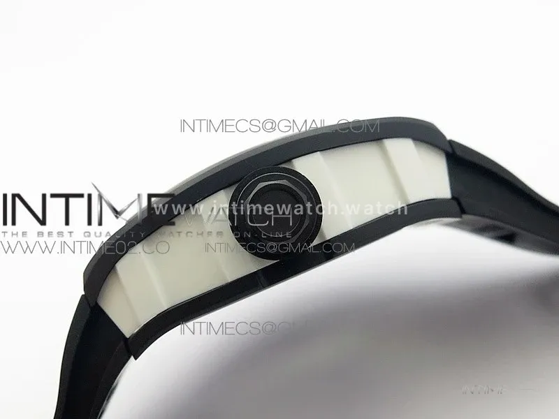 RM055 White Ceramic Case KVF Best Edition Black Ceramic Bezel Skeleton Dial on Black Rubber Strap MIYOTA8215