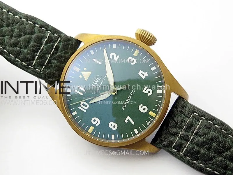 Big Pilot IW329702 Bronze M+F 1:1 Best Edition Green Dial On Brown Leather Strap SEIKO 8N-24