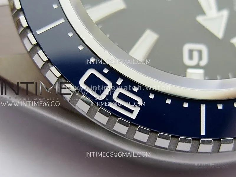 Seamaster 2025 New Model 217.32.42.21.01 Blue Ceramic Bezel VS+F Black Dial On SS Bracelet A8912 (Free Rubber Strap)