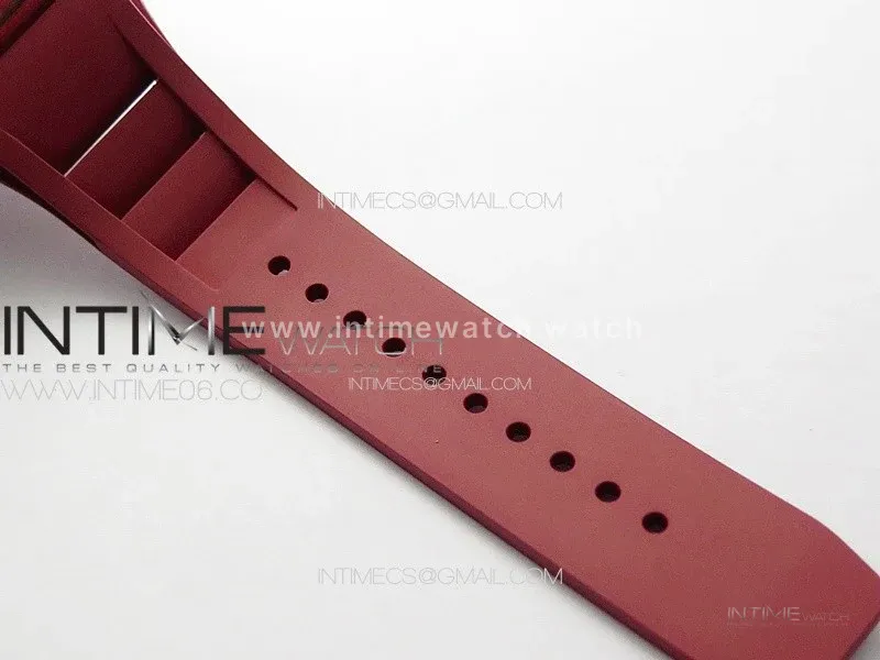 RM052 Skull Red Carbon Real Tourbillon YSF 1:1 Best Edition Skull Dial on Red Rubber Strap