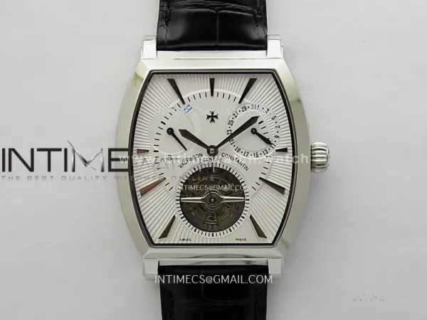 Malte Tourbillon SS AXF Best Edition White Dial on Black Leather Strap
