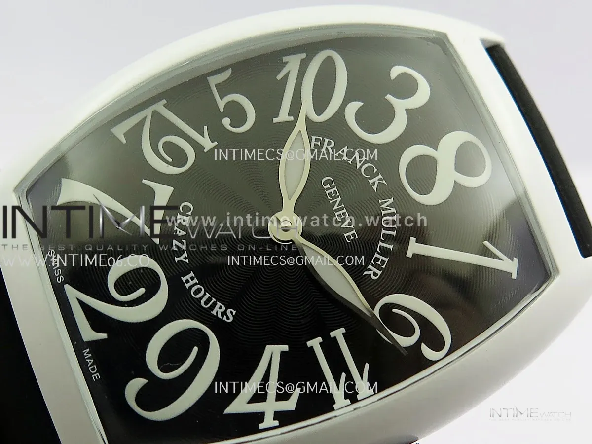 Crazy Hours Real Jumping Hour White PVD ABF Black Dial On Black Rubber Strap A23J