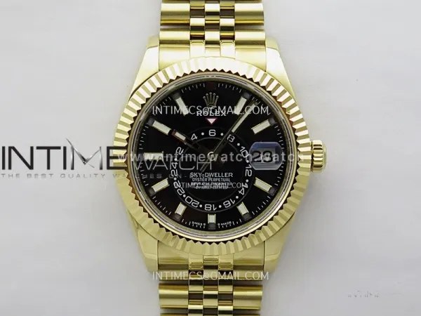 Sky-Dweller 326935 904L YG Noob 1:1 Best Edition Black Dial on YG Jubilee Bracelet Asian 23J to 9001
