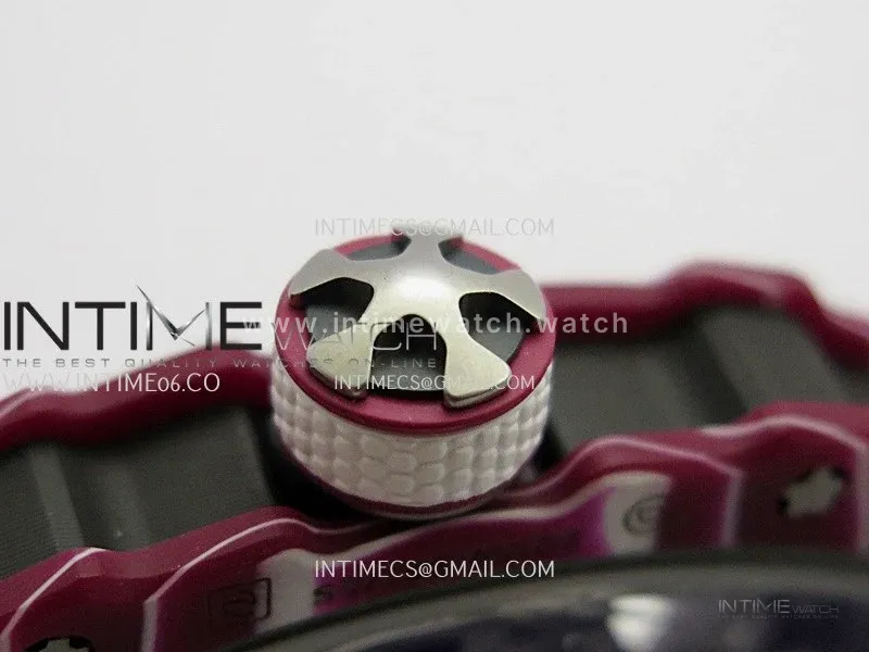 RM67-02 Mutaz Red NTPT Umi Office 1:1 Beat Edition Red Skeleton Dial On White Nylon Strap CRMA7 Clone V2
