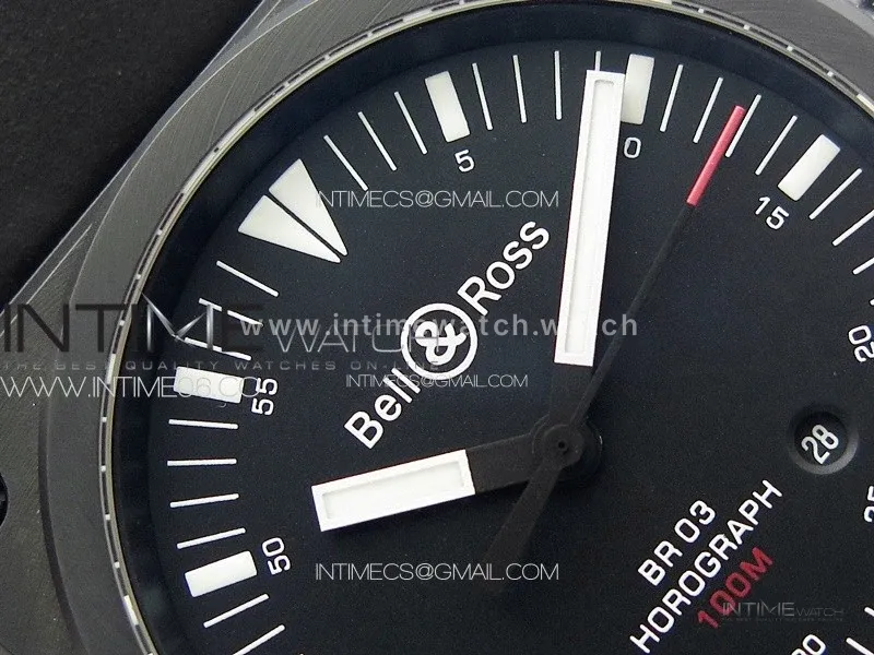 BR 03-92 Horograph Real Ceramic 1:1 Best Edition Black Dial on Black Rubber Strap MIYOTA 9015