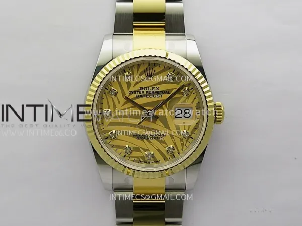 DateJust 126233 36mm 904L SS/YG ONE Factory1:1 Best Edition Gold Leaves Dial Diamond Marker On Oyster Bracelet DD3235