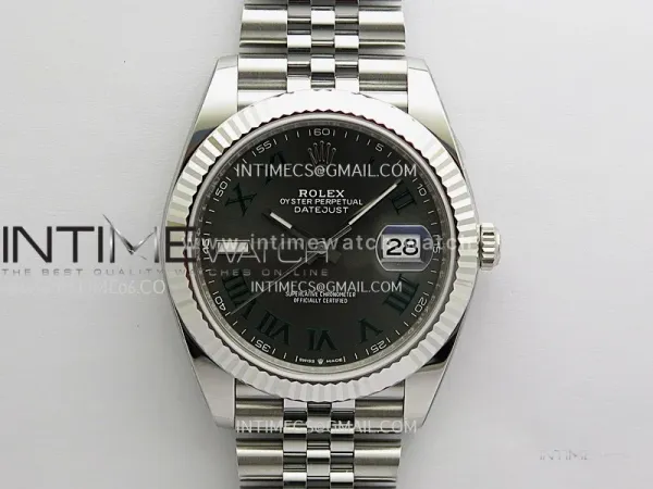 DateJust 41mm 126334 904L SS Clean Plus 1:1 Best Edition Gray Dial Green Roman Marker On Jubilee Bracelet DD3235