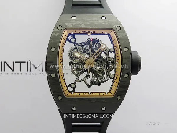 RM055 Black NTPT RG Inner Bezel GTF Best Skeleton Dial Black Rubber Strap RMUL2 Super Clone (Free Sprung)