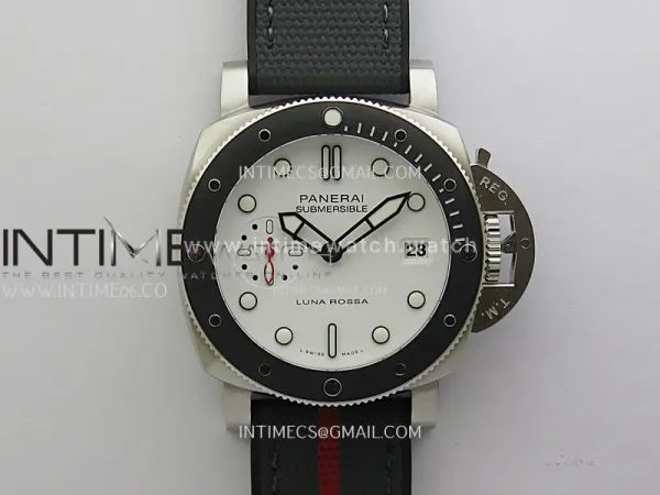 PAM1579 Luna Rossa Submersible 42mm VSF 1:1 Best Edition White Dial On Black Fabric Strap P900