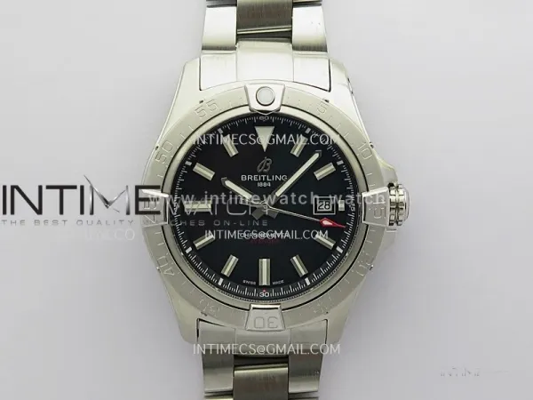 Avenger Chronometer 42mm SS BLSF 1:1 Best Version Black Dial On SS Bracelet A2824