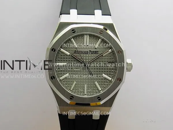 Royal Oak 41mm 15510 SS DDF 1:1 Best Edition Gray Dial On Black Rubber Strap Super Clone DD4302