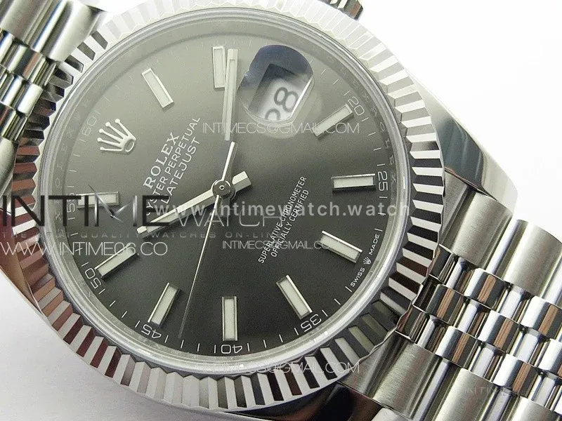 Datejust 41 126334 Grey Dial Stick Markers in White Gold