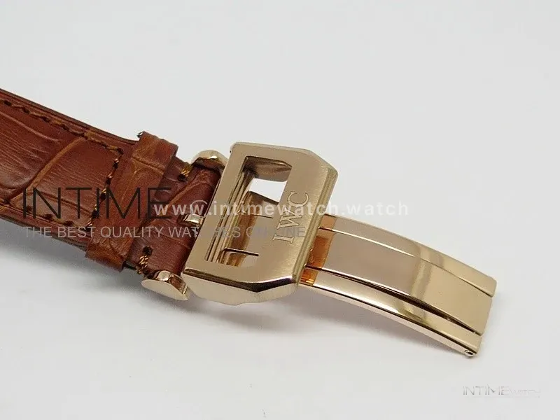 Portuguese 40mm Chrono RG White Dial on Leather Strap A7750