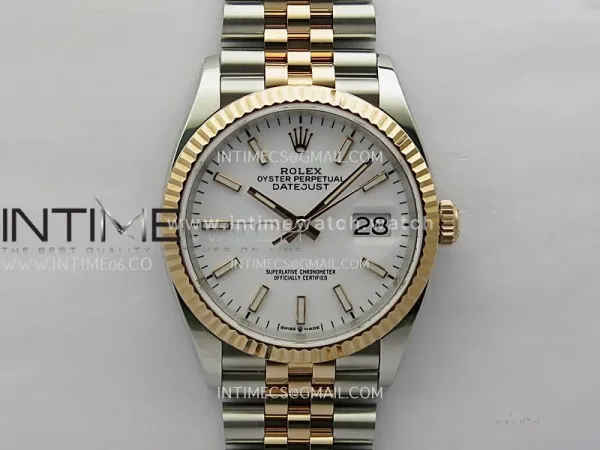 DateJust 126233 36mm 904L SS/RG ONE Factory 1:1 Best Edition White Dial Stick Marker On Jubilee Bracelet DD3235