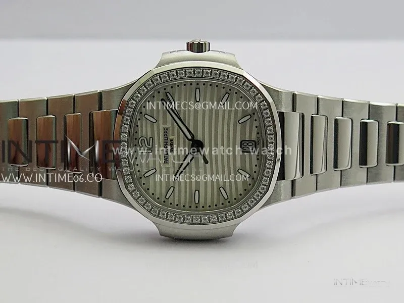Nautilus 7118 Ladies Diamond Bezel SS DDF 1:1 Best Edition Silver Dial On SS Bracelet Super Clone DD26-330