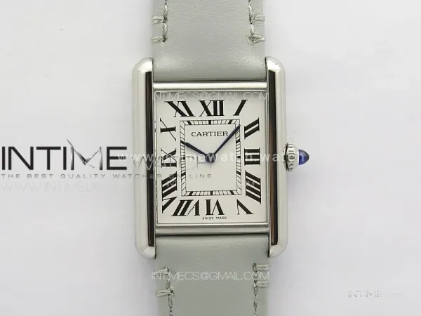 Tank Louis Ladies 25mm SS 8848F 1:1 Best Edition White Dial on GrayLeather Strap Ronda Quartz