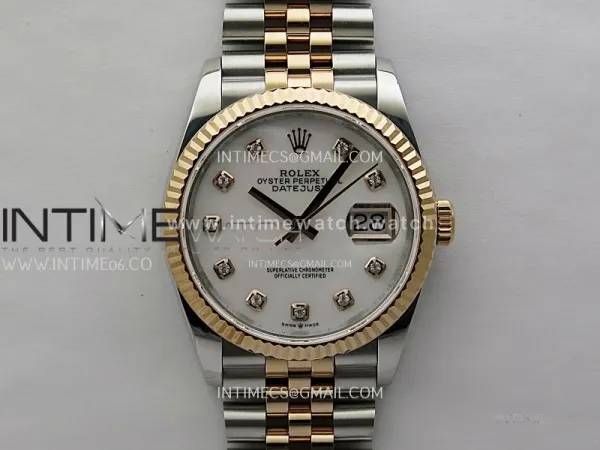 DateJust 126231 904L SS/RG JDF 1:1 Best Edition White MOP Dial Diamond Markers on Jubilee SS/RG Bracelet