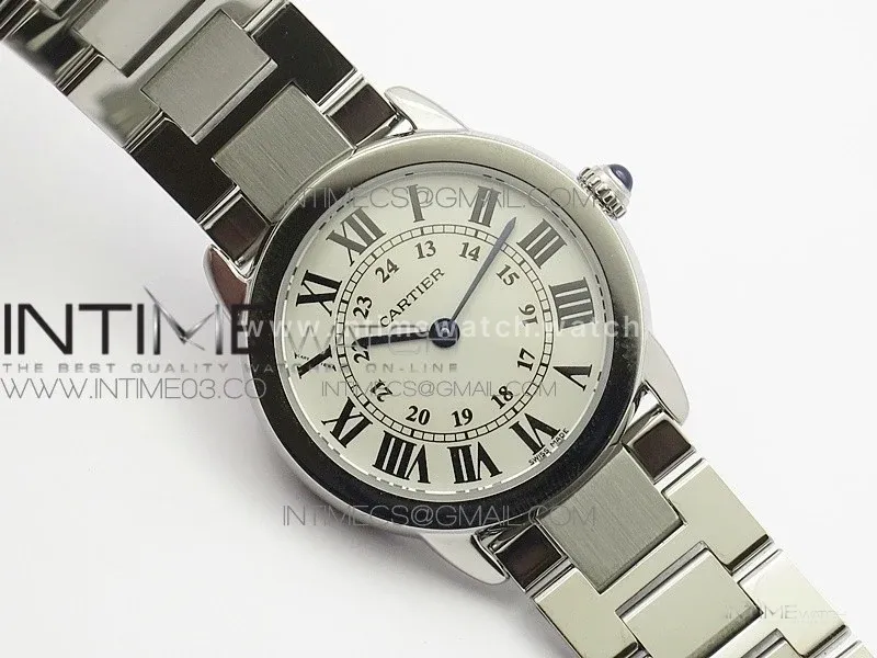 Ronde Solo de Cartier 29.5mm K11 1:1 Best Edition White Dial on SS Bracelet Ronda Quartz