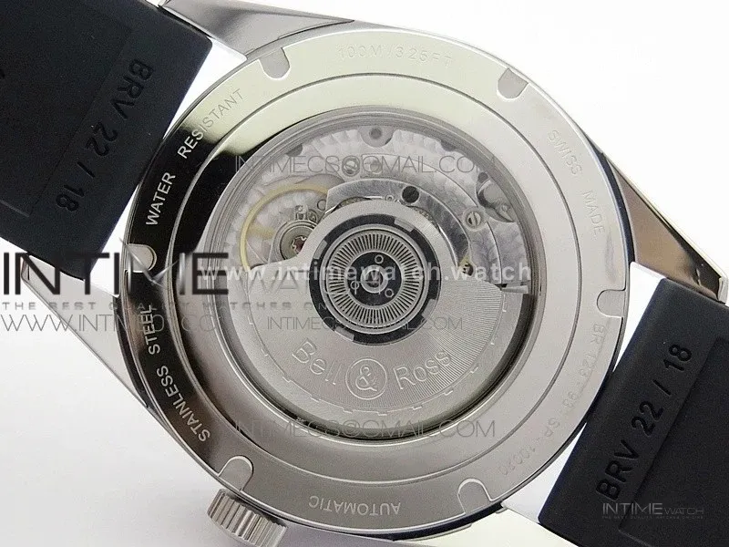 Vintage BR123 SS GMT Black Dial on Black Rubber Strap A2836