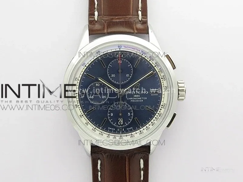 Premier B01 Chronograph 42 Blue Dial on Leather Strap Ref. A13315351C1X2