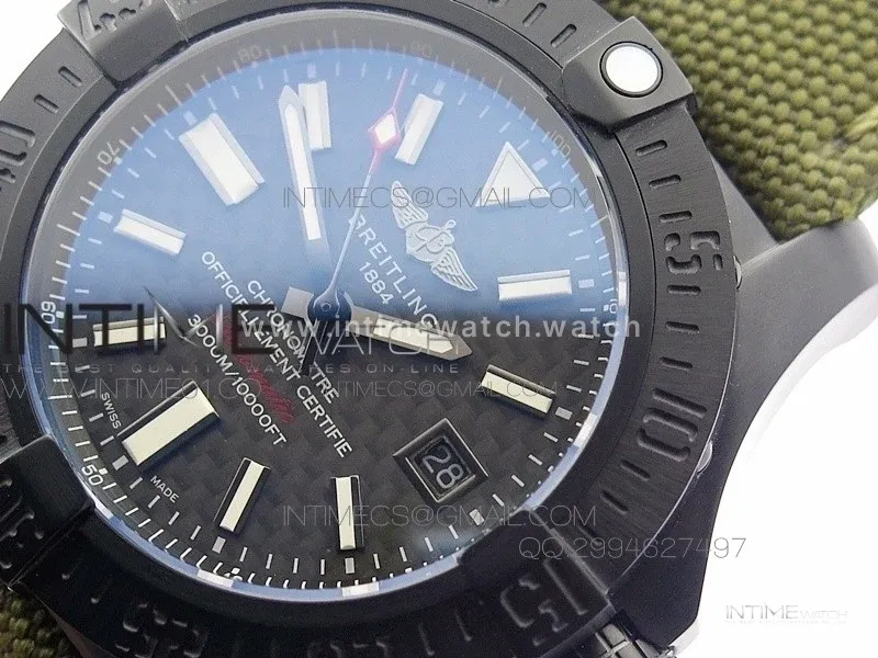 Avenger II Seawolf PVD Black CF Dial on Green Nylon Strap A2836