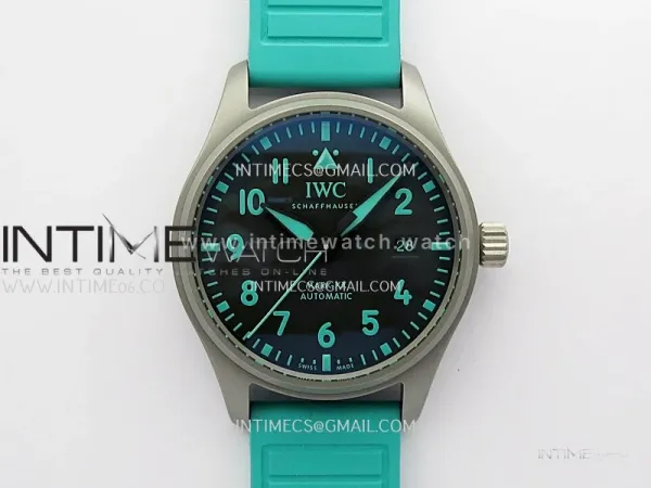 Mark XX IW328210 Mercedes-AMG Petronas F1 Team Ti M+F 1:1 Best Edition Black Dial on Green Rubber Strap MIYOTA 9015