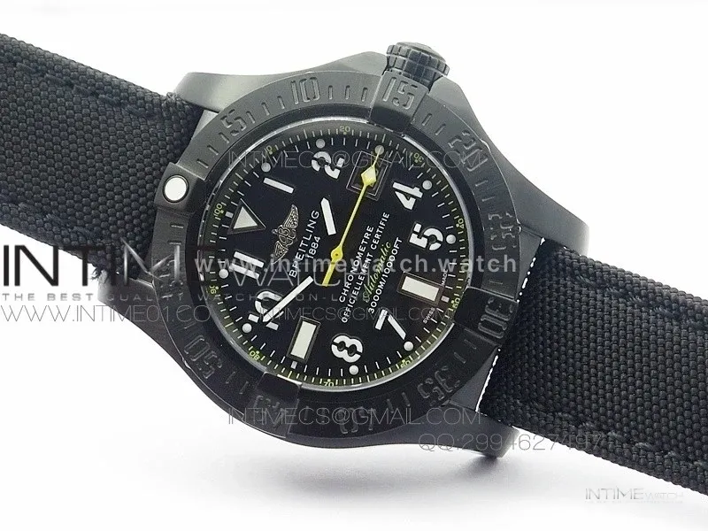 Avenger II Seawolf PVD Black Dial Yellow Markers on Black Nylon Strap A2836