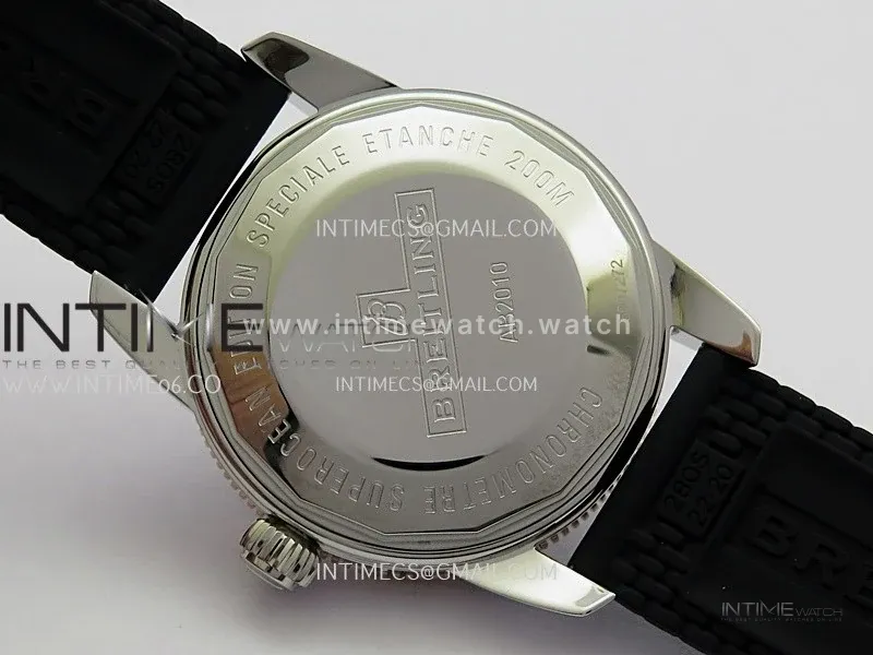 SuperOcean 42mm AB2010 SS/RG GF 1:1 Best Edition Black Dial Black Ceramic Bezel On Black Rubber strap A2824