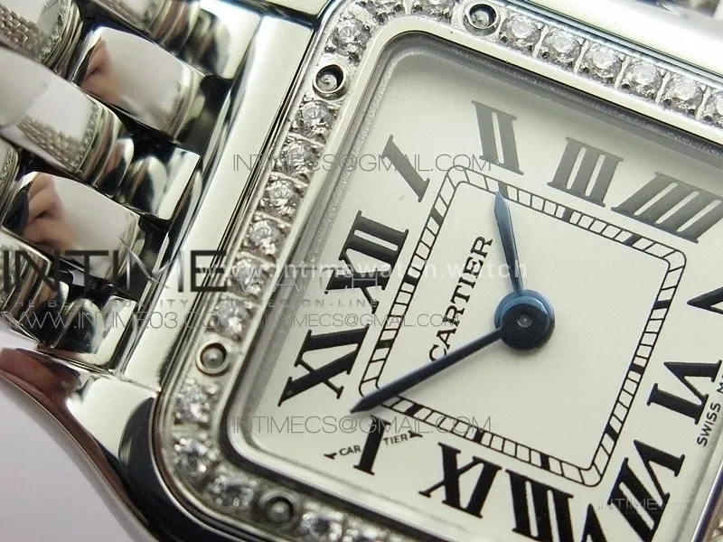 Panthère Secrete Ladies 22mm Diamond Bezel SS 8848F 1:1 Best Edition White Dial on SS Bracelet Ronda Quartz