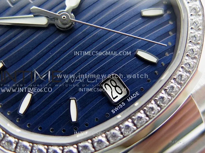 Nautilus 7118 Ladies Diamond Bezel SS DDF 1:1 Best Edition Blue Dial On SS Bracelet Super Clone DD26-330