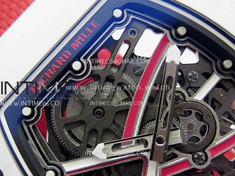 RM67-02 Charles White NTPT Umi Office 1:1 Beat Edition Red/White Skeleton Dial On Red Nylon strap CRMA7 Clone V2