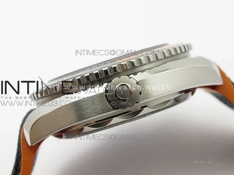 Planet Ocean 43.5mm SS VSF 1:1 Best Edition Black/Orange Bezel Black Dial on Black Nylon Strap A8900 Super Clone