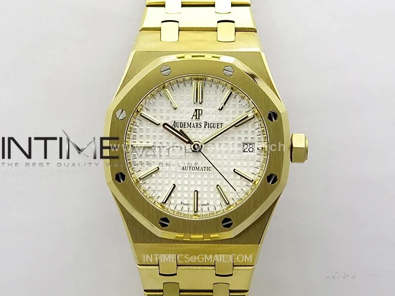 Royal Oak 37mm 15450 YG IPF 1:1 Best Edition Silver Dial on YG Bracelet SA3120 Super Clone