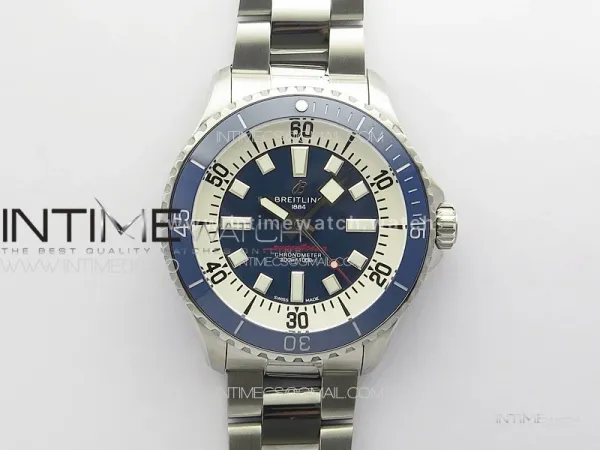 SuperOcean Automatic 44 Blue Ceramic Bezel TF 1:1 Best Edition Blue Dial on SS Bracelet A2824