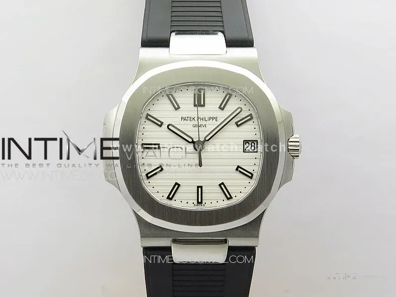 Nautilus Jumbo 5711 Super Replication PPF 1:1 Best Edition White Textured Dial on Black Rubber Strap PPF324