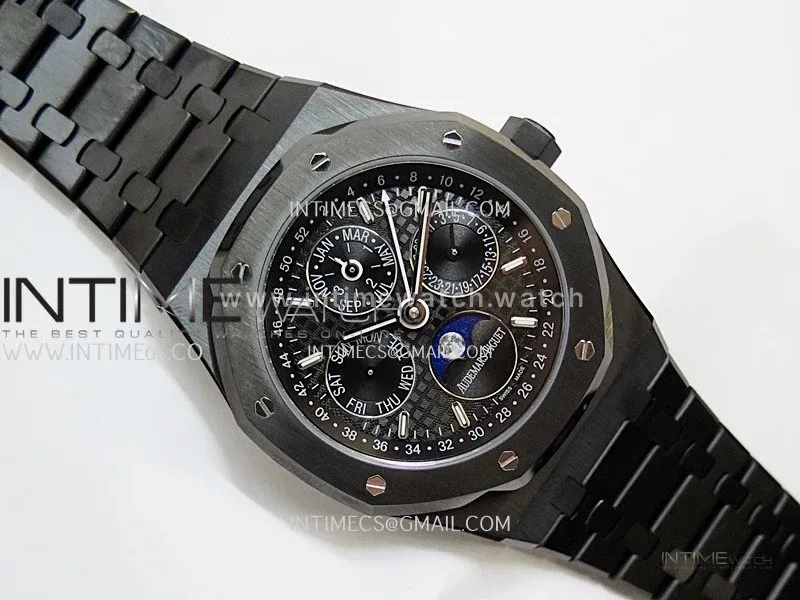 Royal Oak 41mm Perpetual Calendar 26579CE Black SS BBS Best Edition On Black SS Bracelet A5134