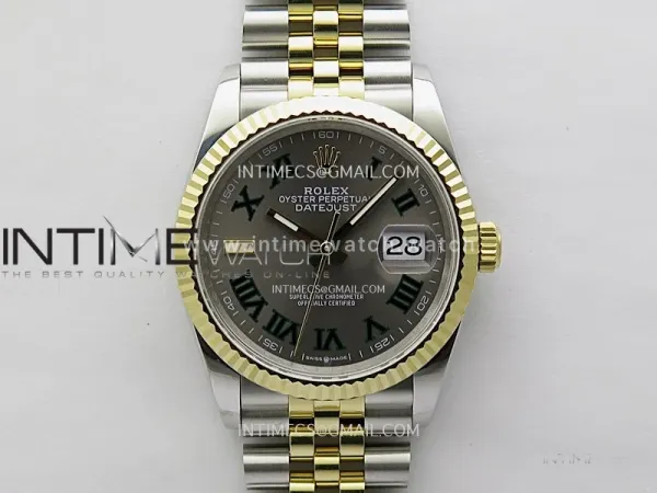 DateJust 126233 904L SS/YG JDF 1:1 Best Edition Gray Dial Roman Markers on Jubilee SS/YG Bracelet